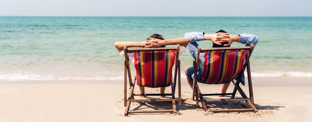 Happy travelers exploring the world